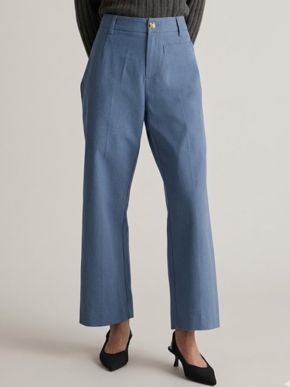 Quince Organic Stretch Cotton Chino Wide Leg Pant Agean Blue 2